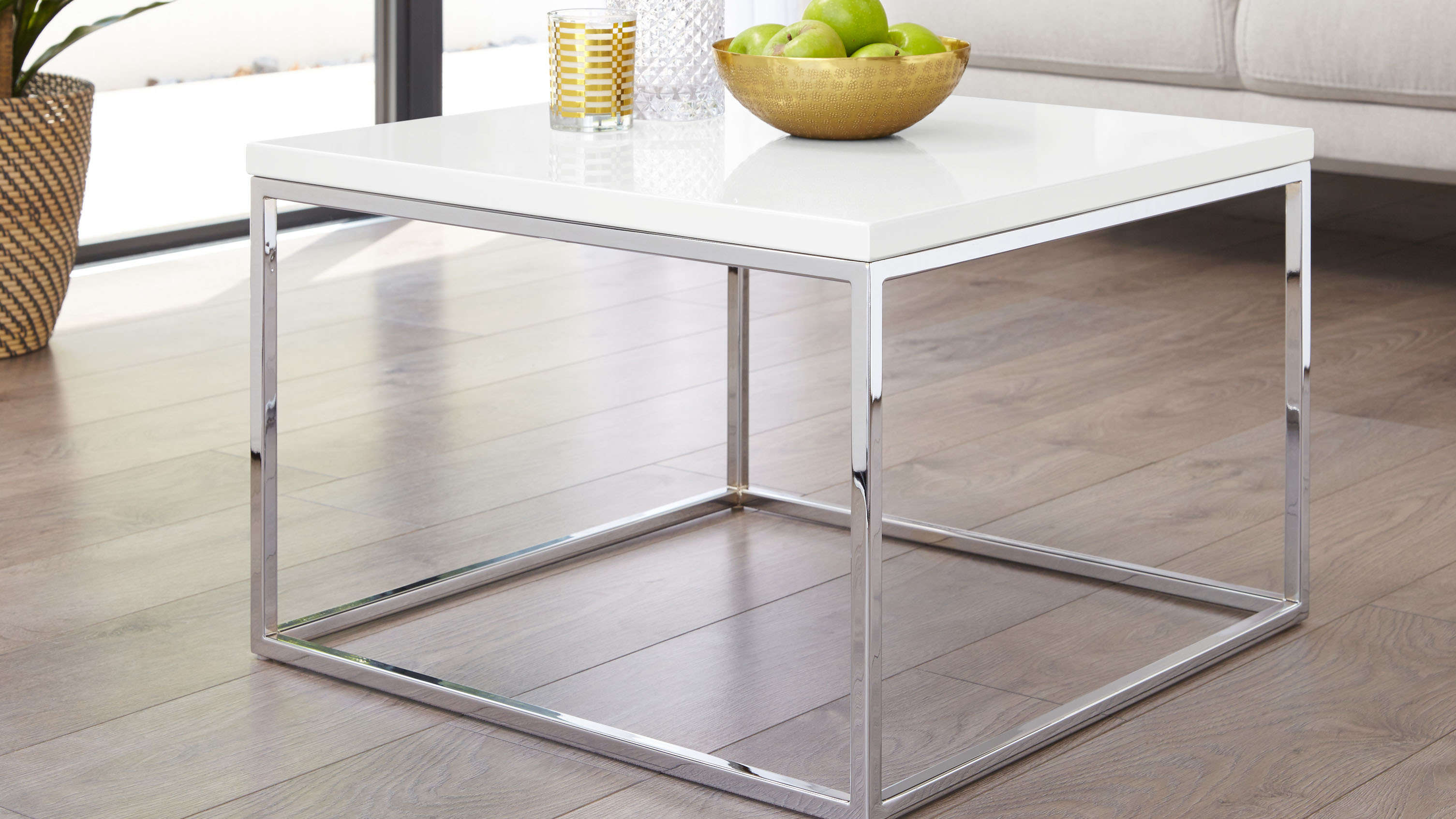 White gloss square coffee table
