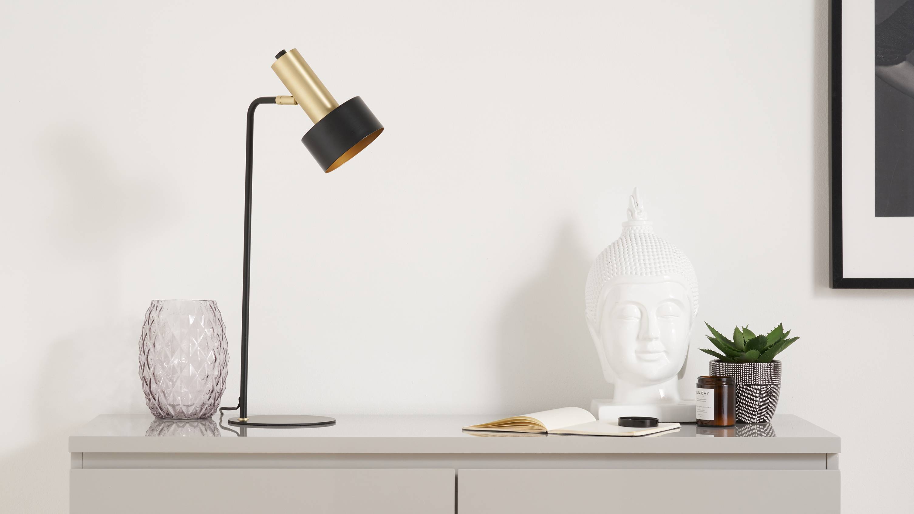 Black and brass table lamp