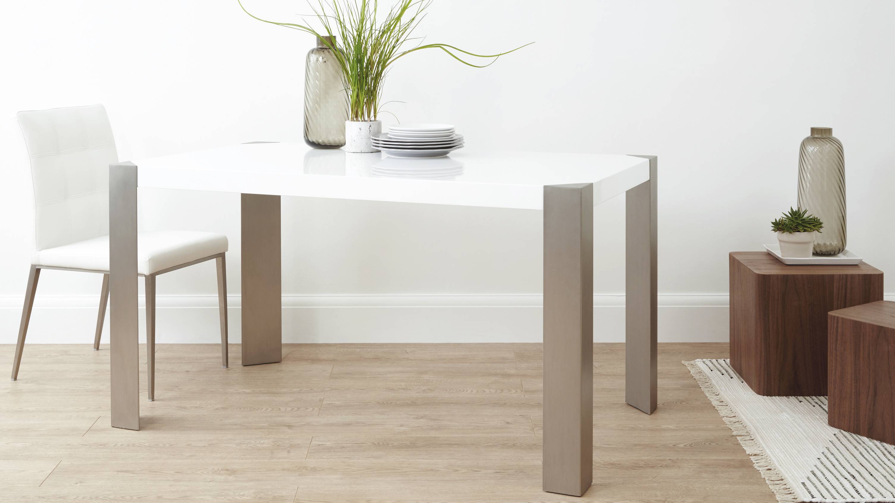 Modern White Gloss 6 Seater Dining Table