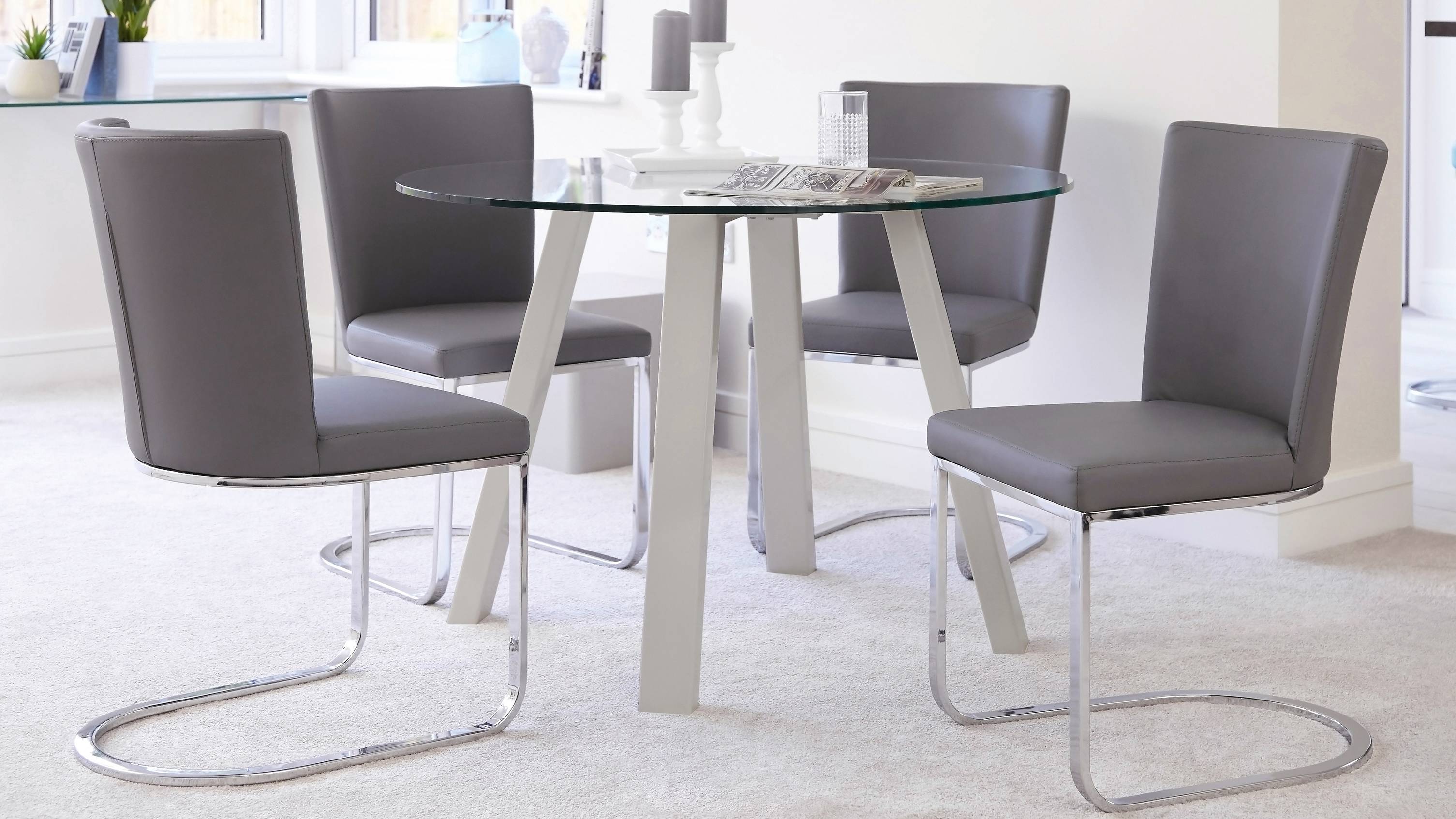 Grey gloss dining table