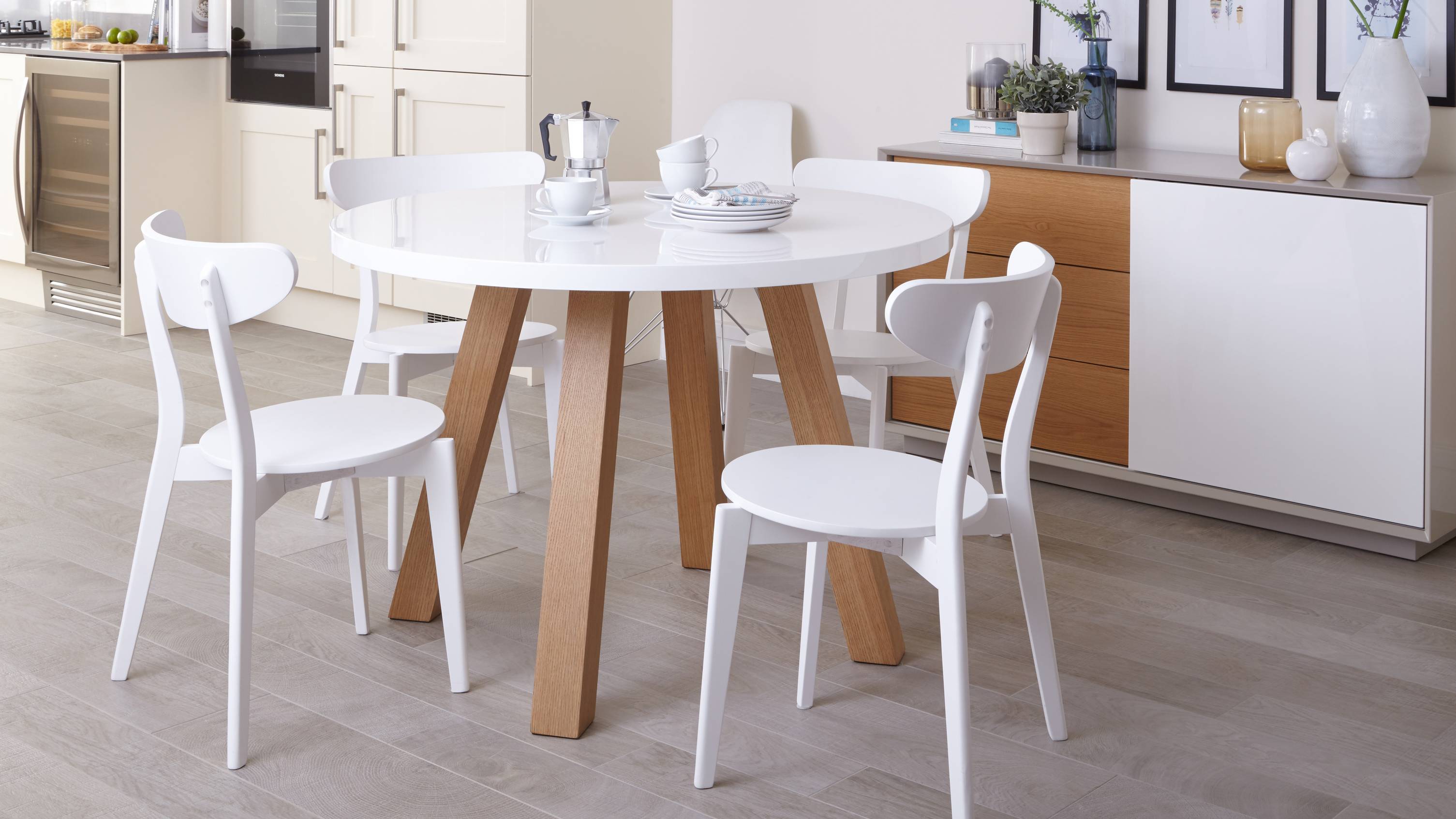 Classic White and Wood Dining Set