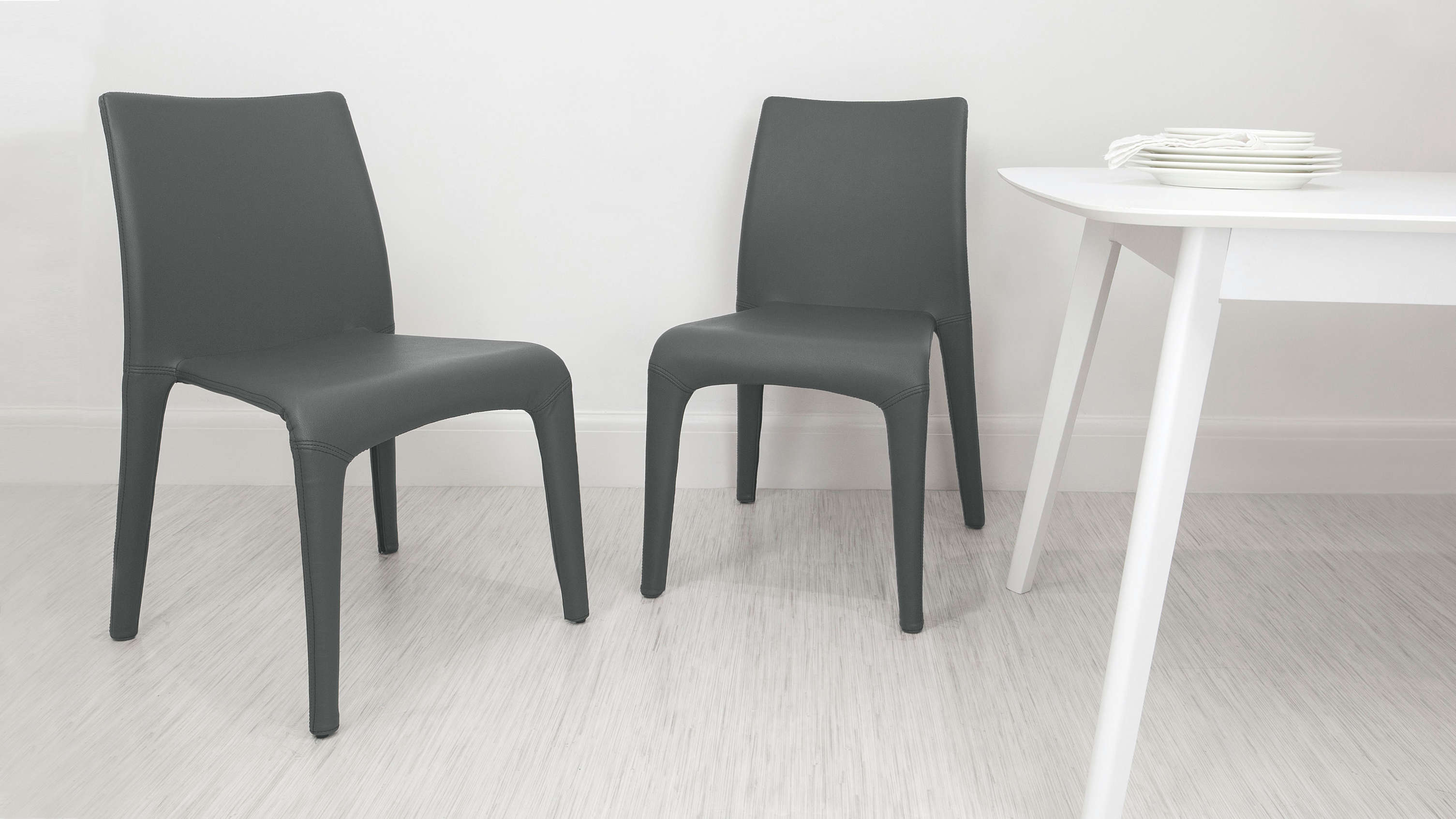 Dark Grey Faux Leather Dining Chairs