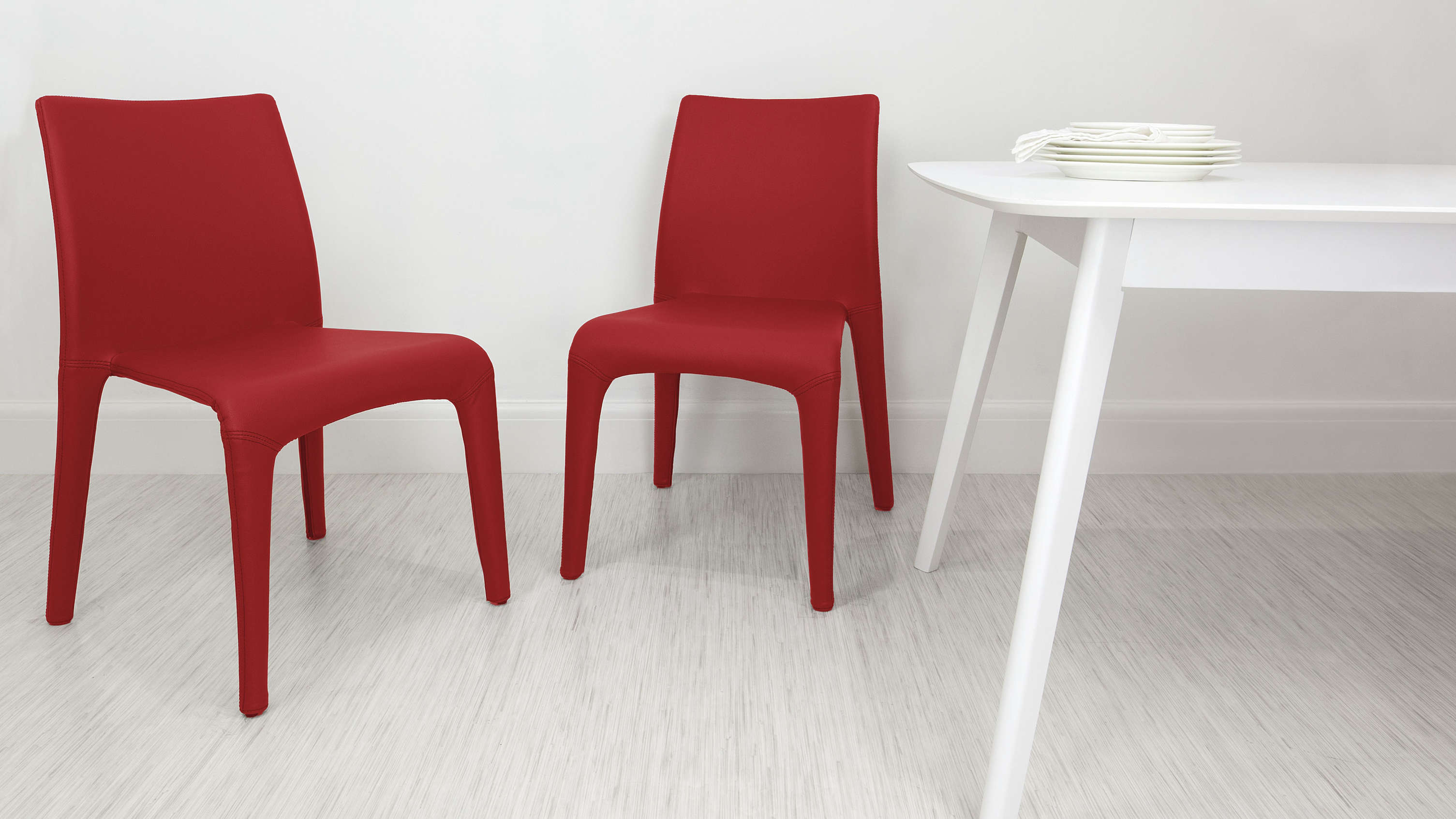 stackable red dining chair