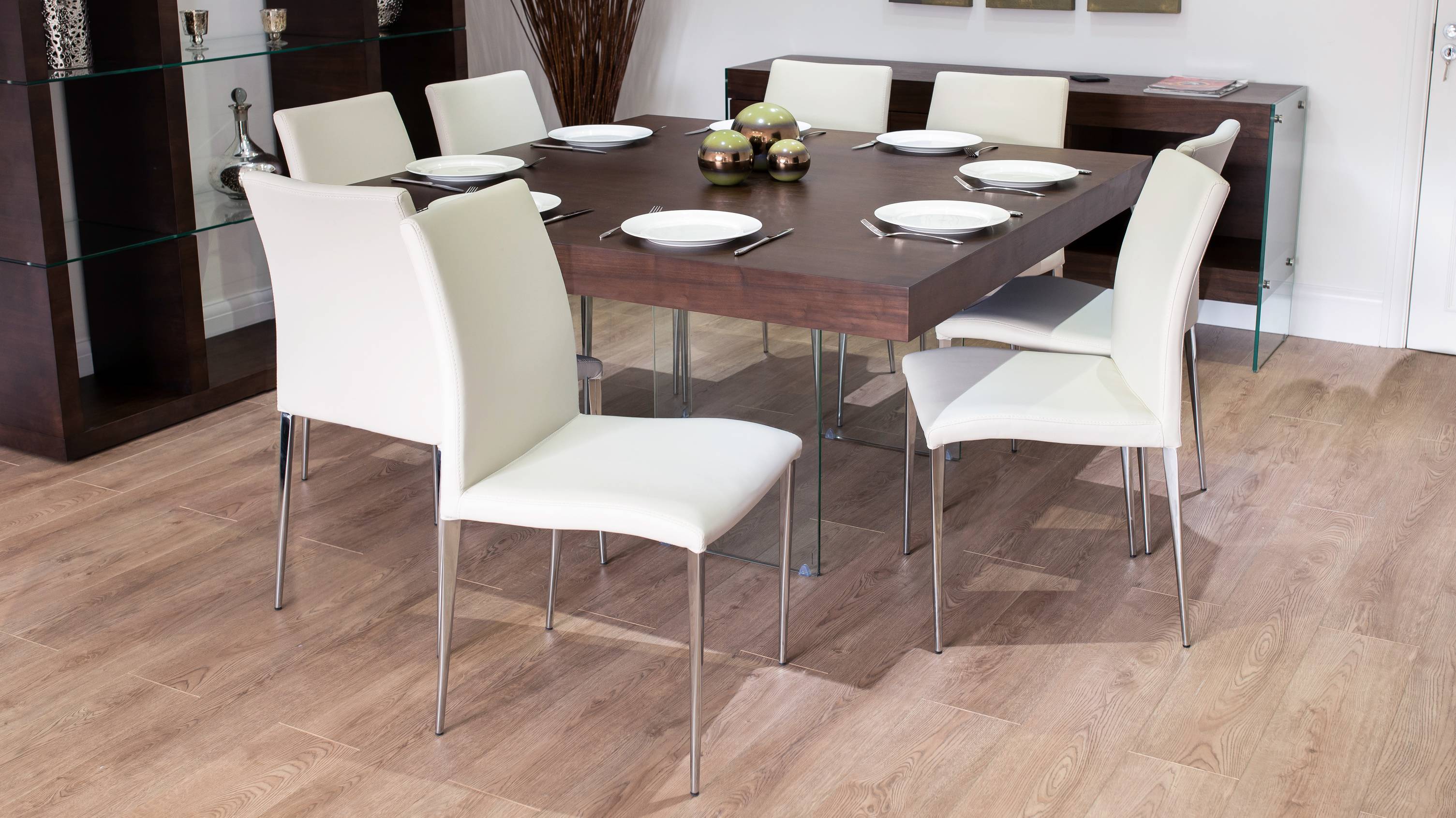 Large Square Dining Table with Modern Chairs