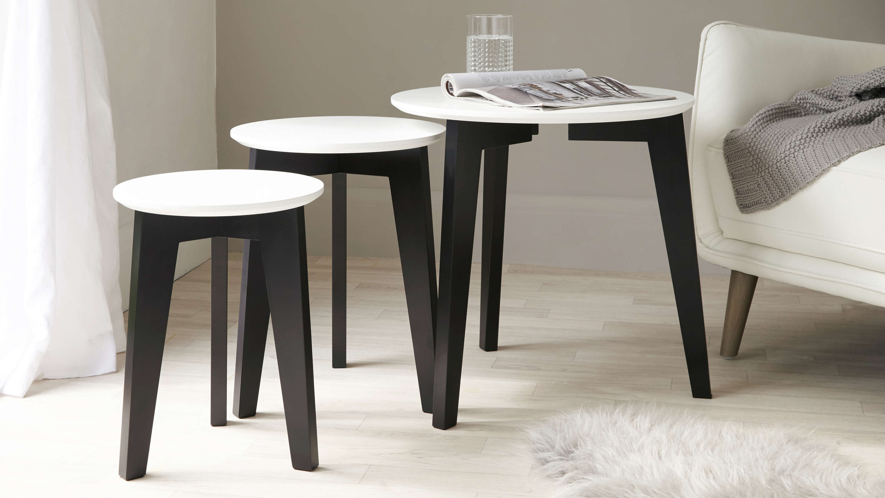 Modern Black and White Nest of Tables