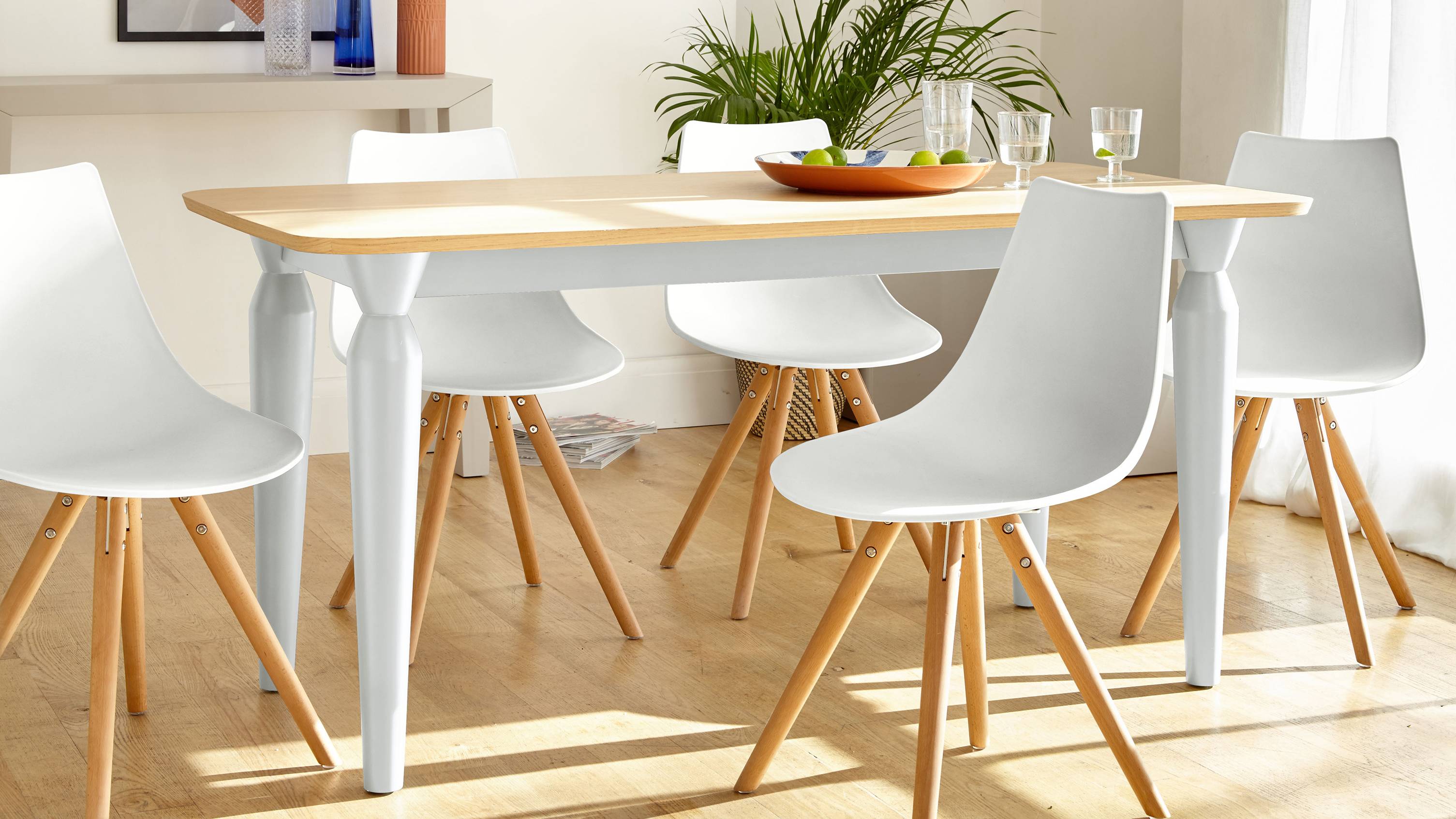 Matt white and wood modern country table