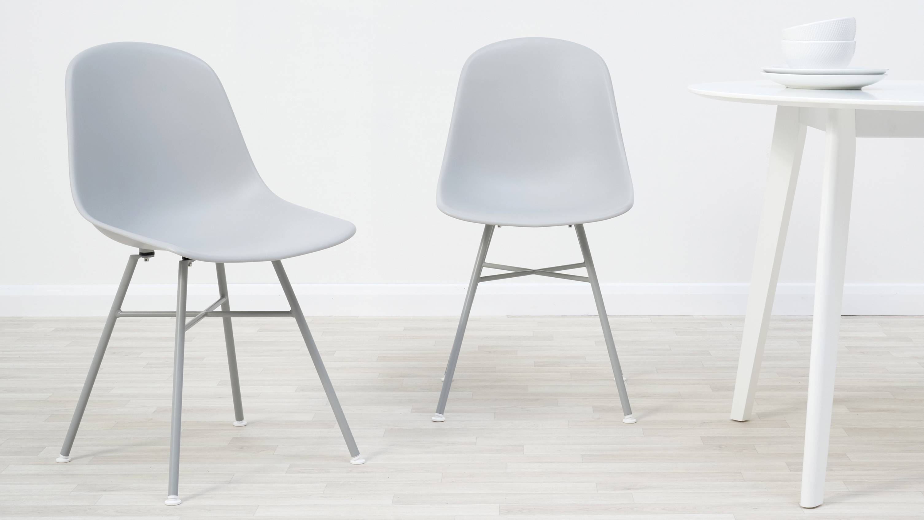 Moulded plastic dining chairs