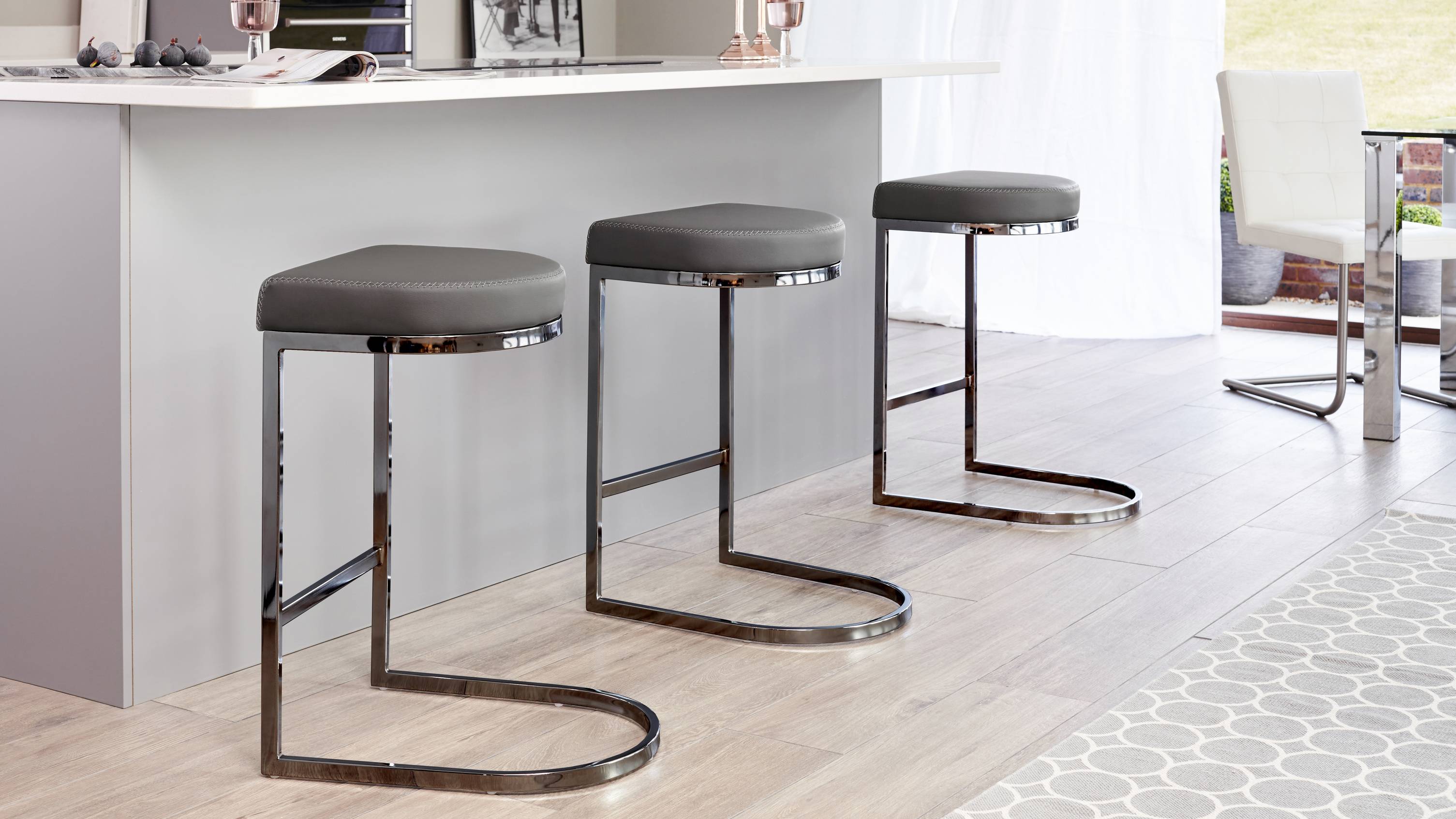 form black chrome bar stool