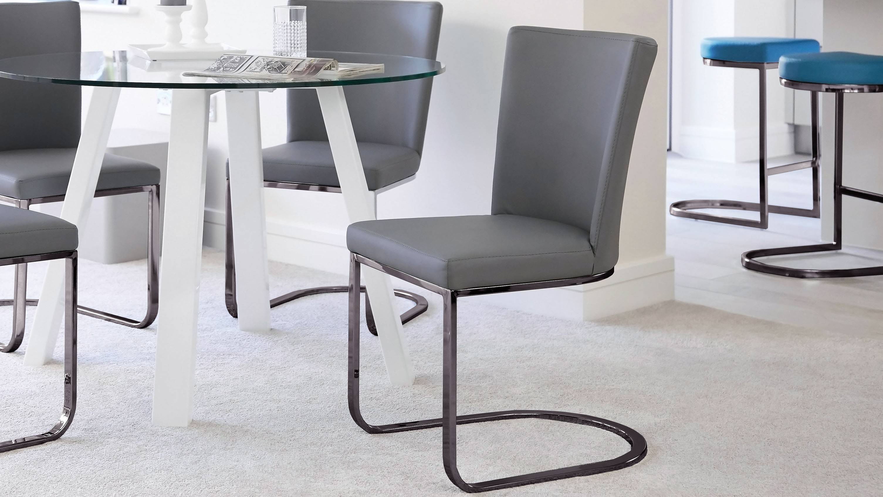 form black chrome cantilever dining chair