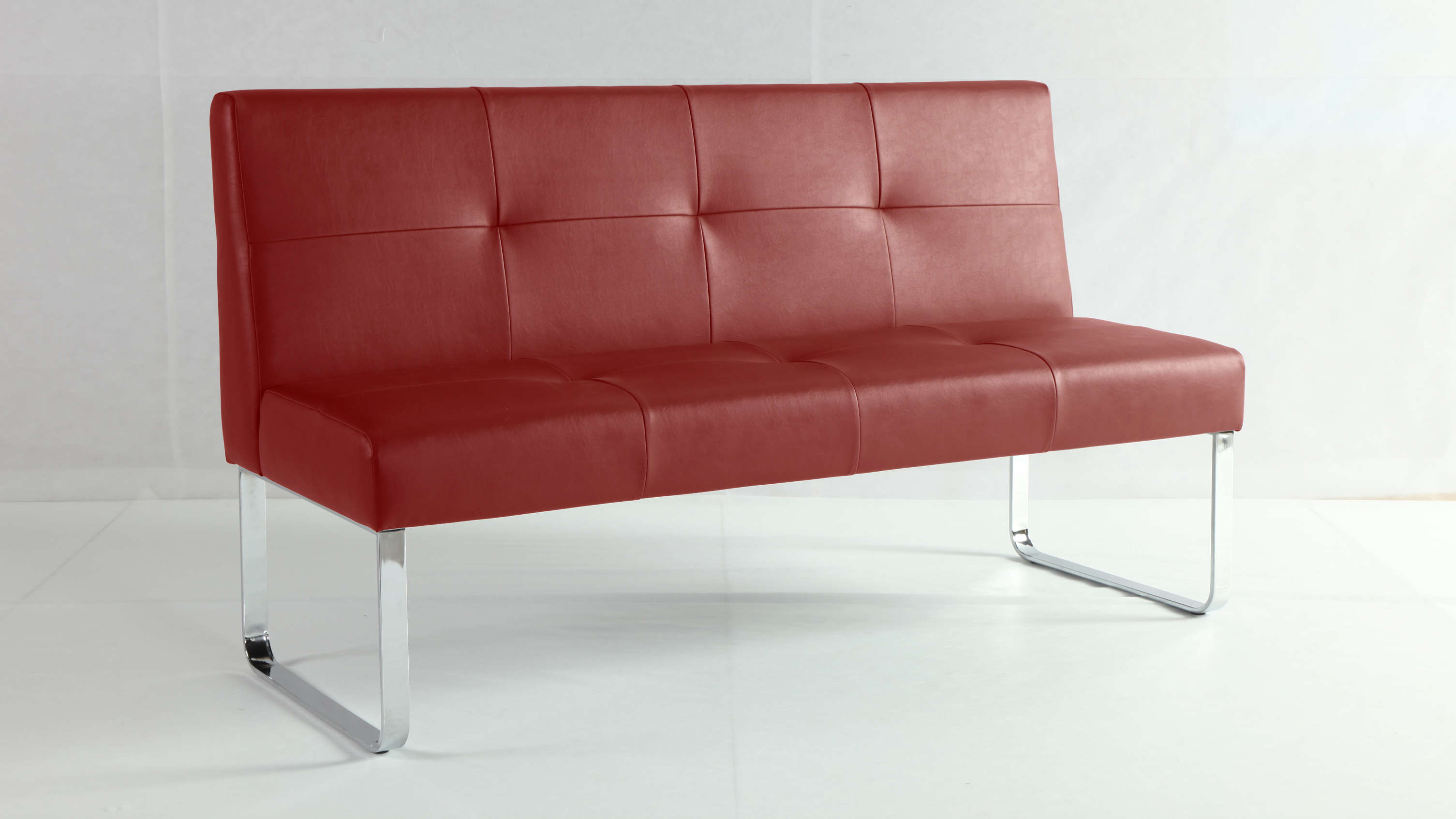 Dark Red Dining Bench with Backrest