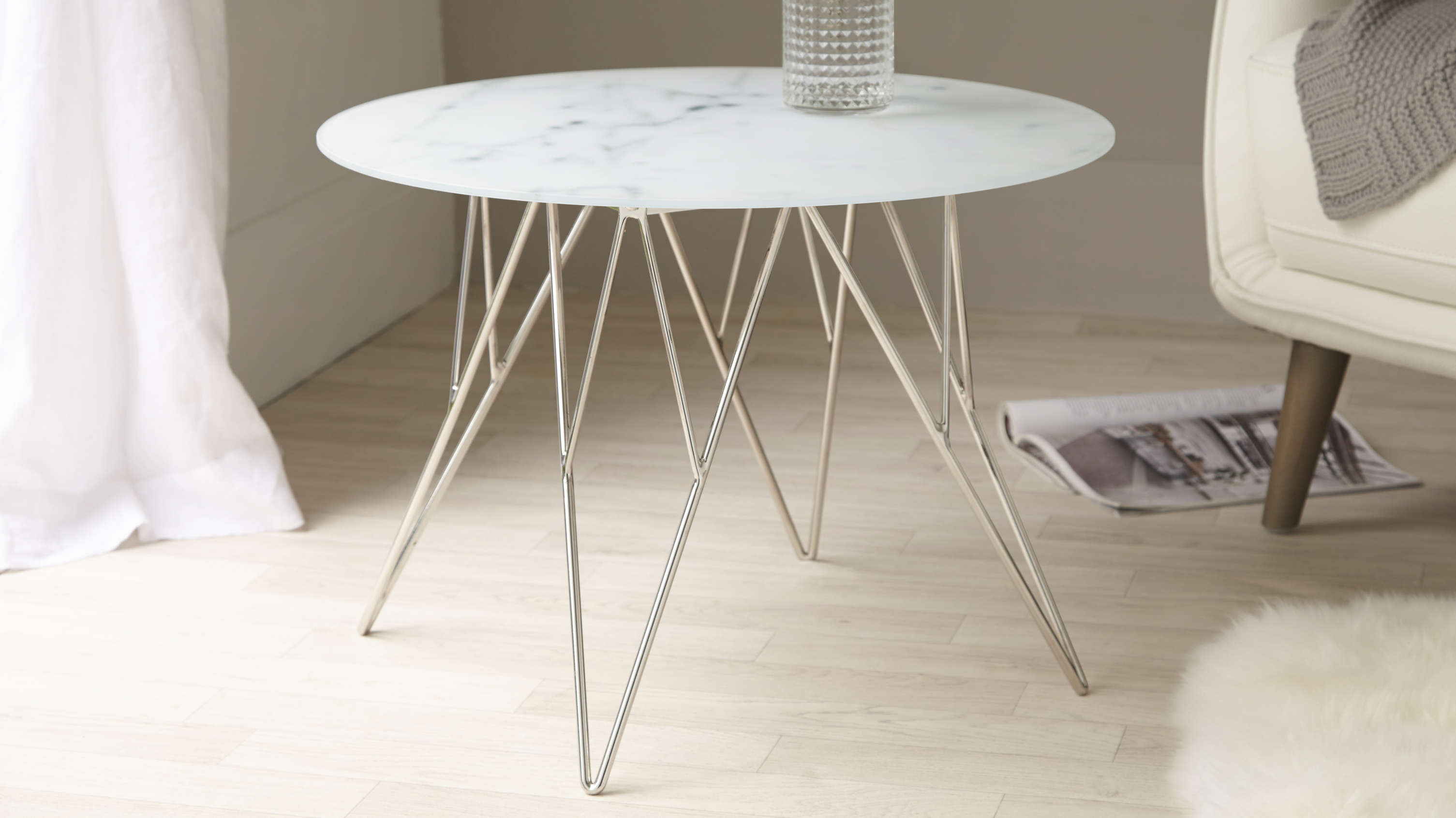 Modern Marble and Chrome Side Table UK Delivery