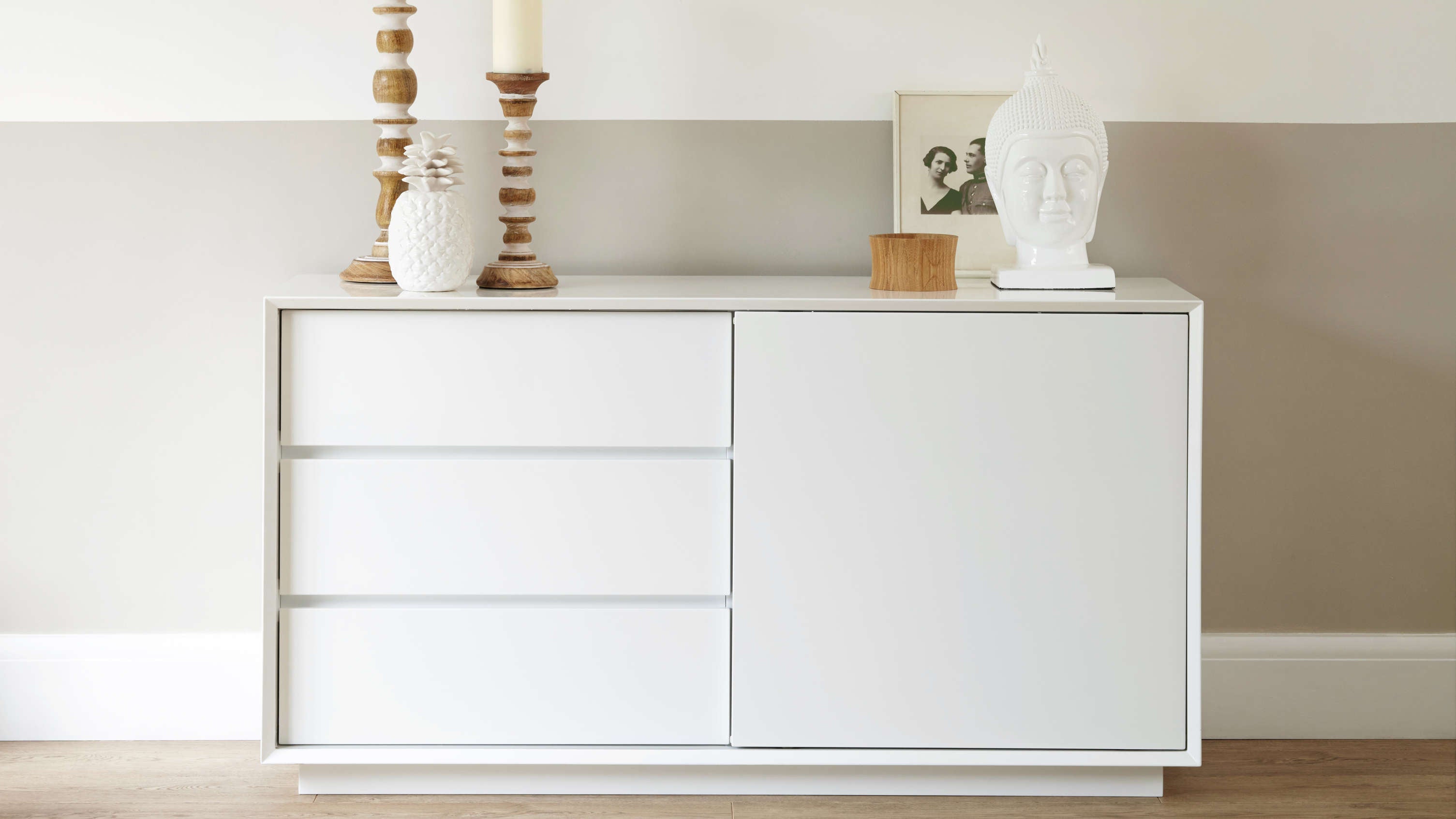 Designer Modern White Gloss Sideboard with Drawers Julia Kendell