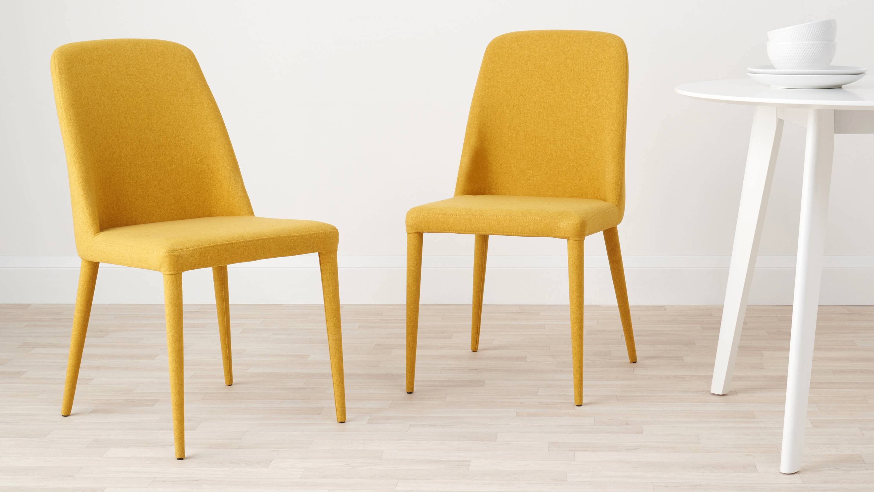 Mustard yellow fabric dining chair