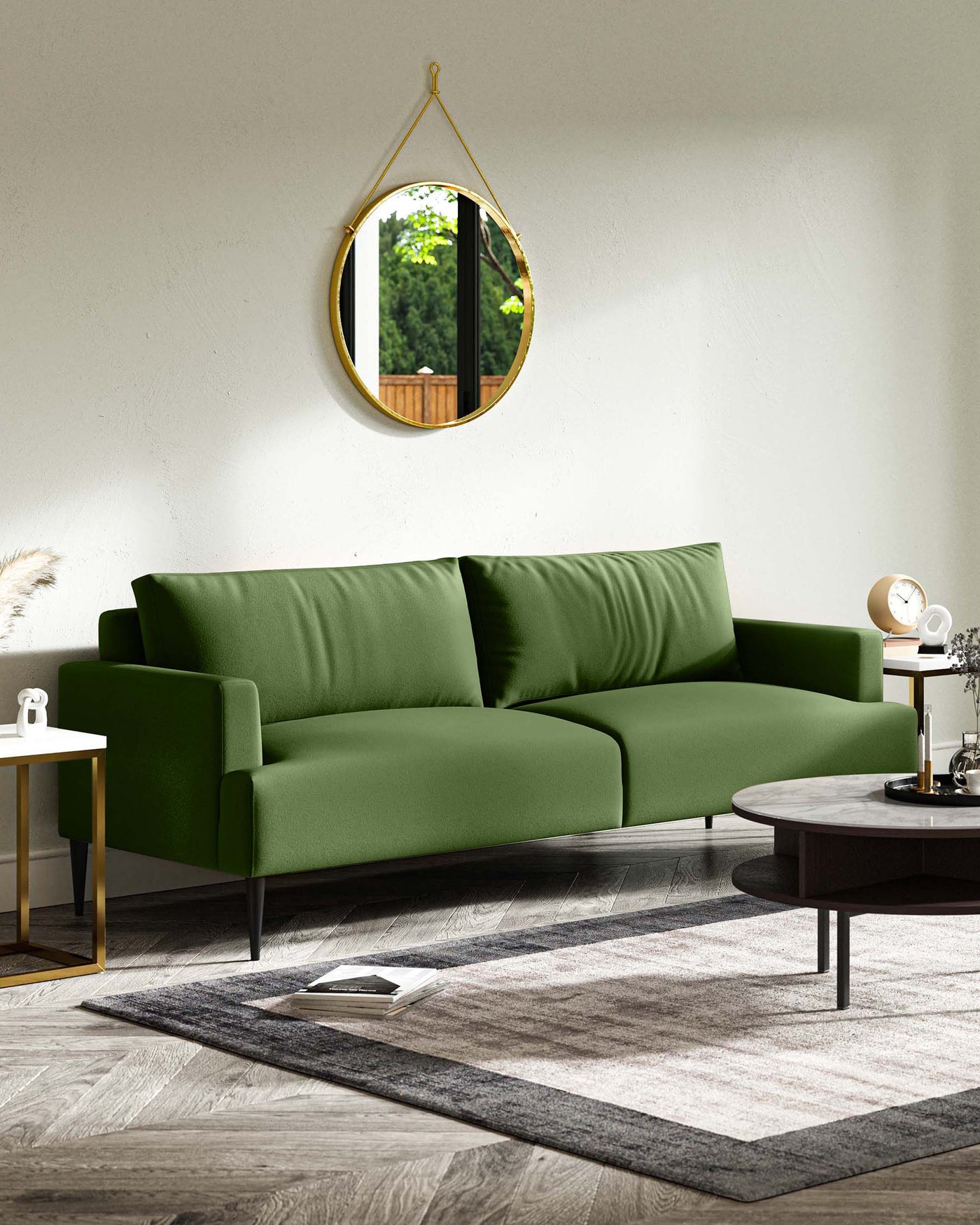 Lucca Green Velvet 3 Seater Sofa