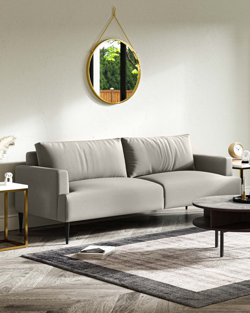 Lucca Mid Grey Velvet 3 Seater Sofa
