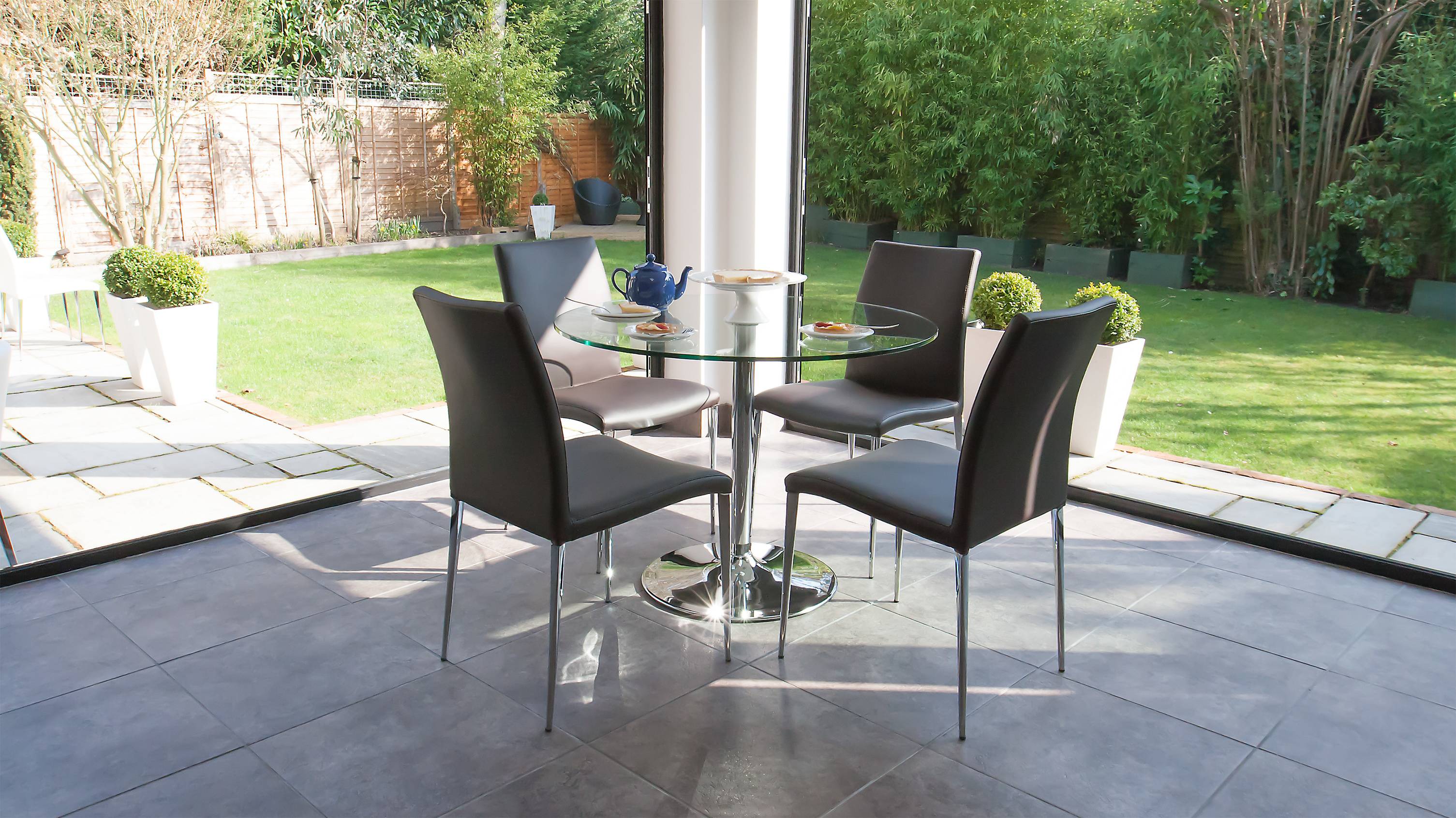 Glass 4 Seater Dining Table and Black Dining Table