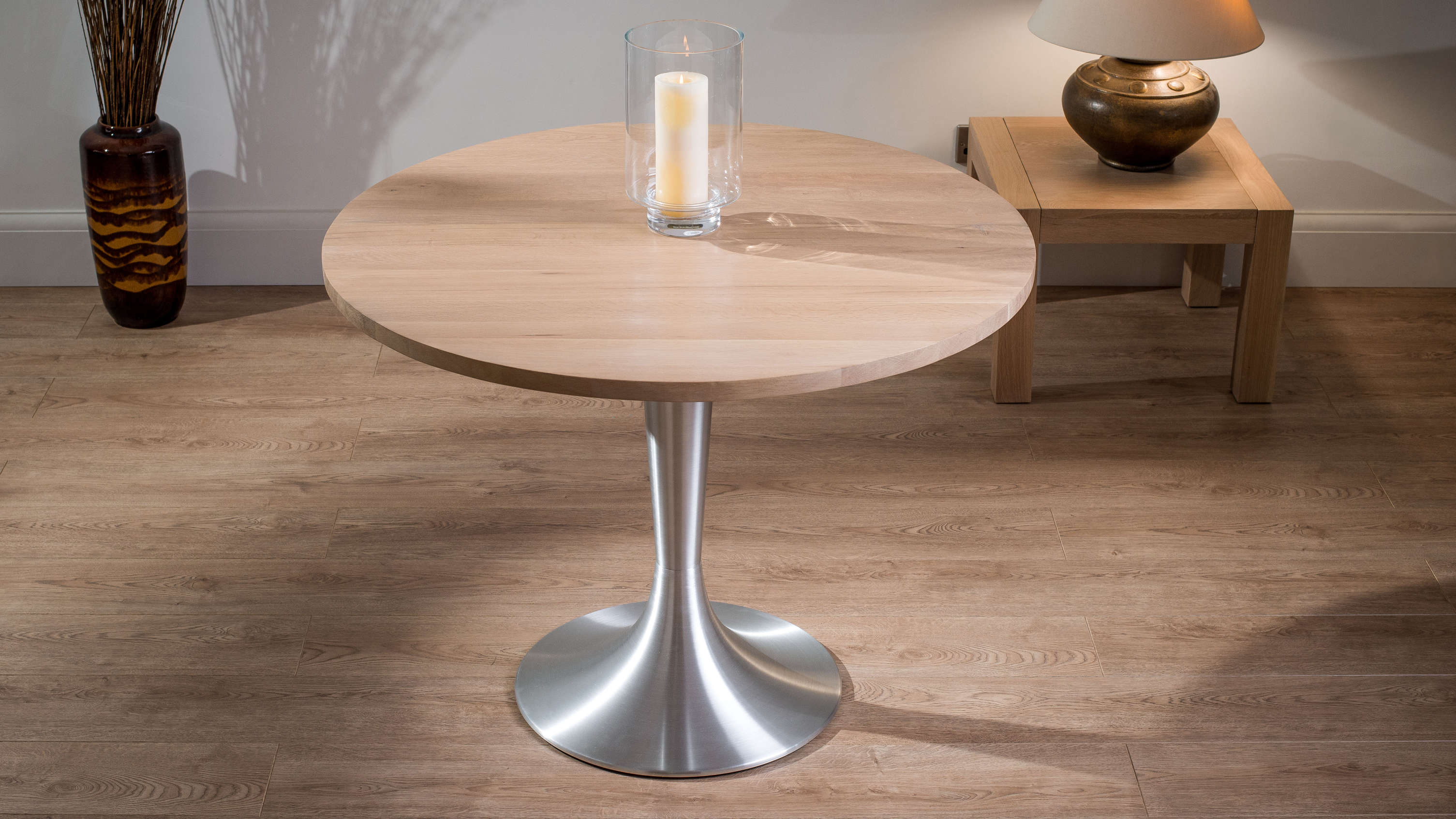 Large Round Solid Wooden Dining Table