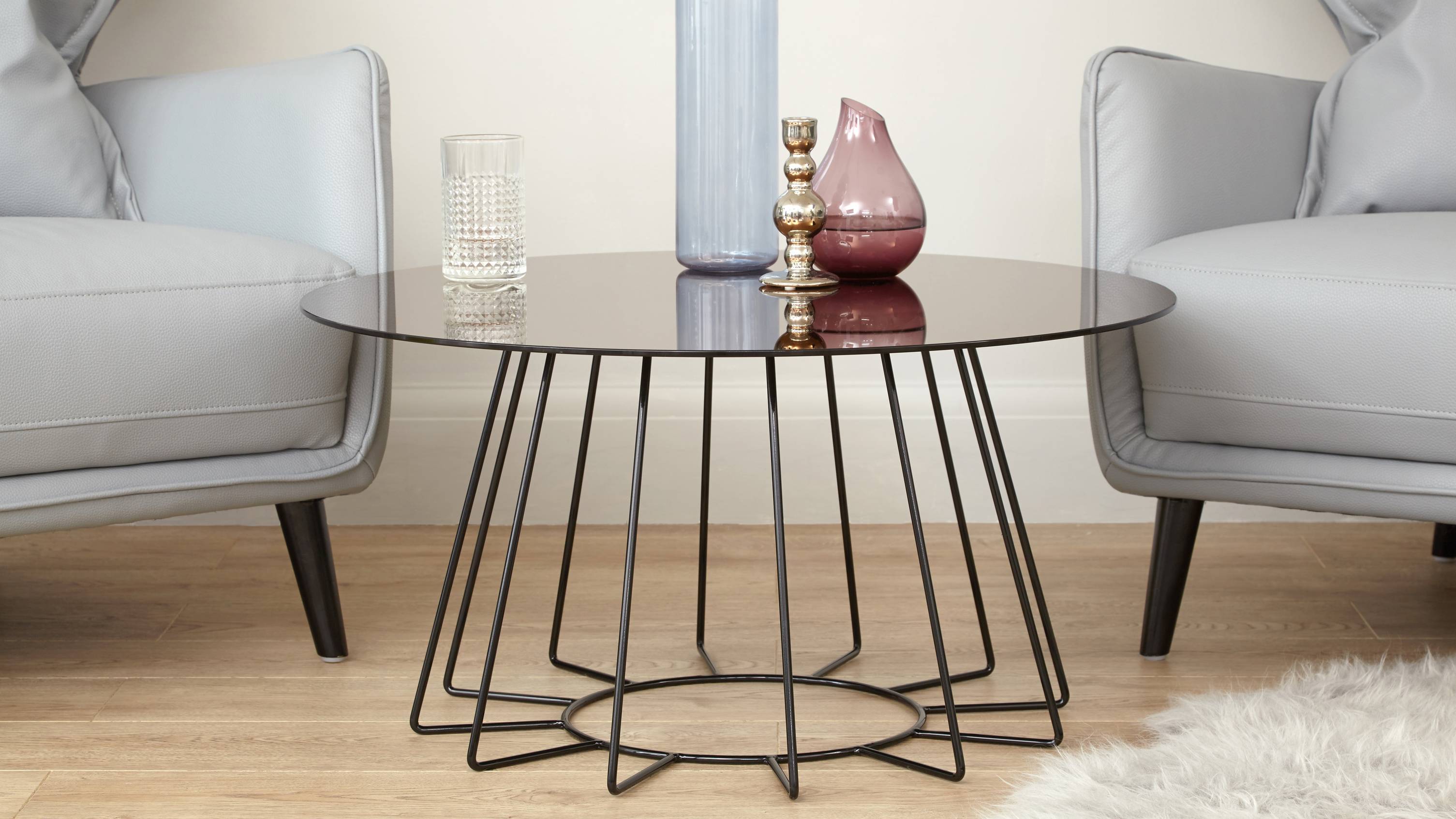 Bronze mirror round coffee table
