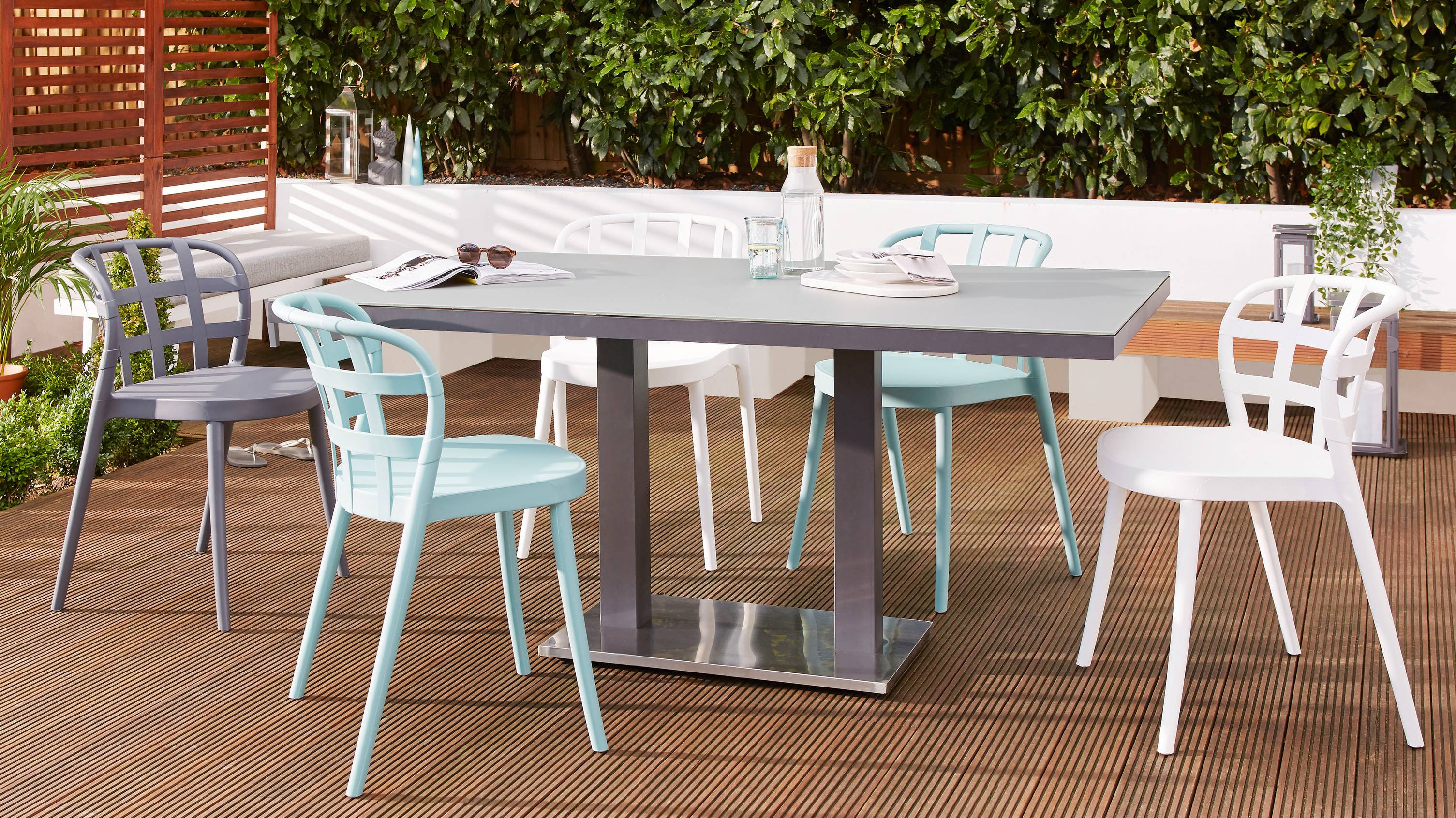 Palermo grey pedestal garden table dining set