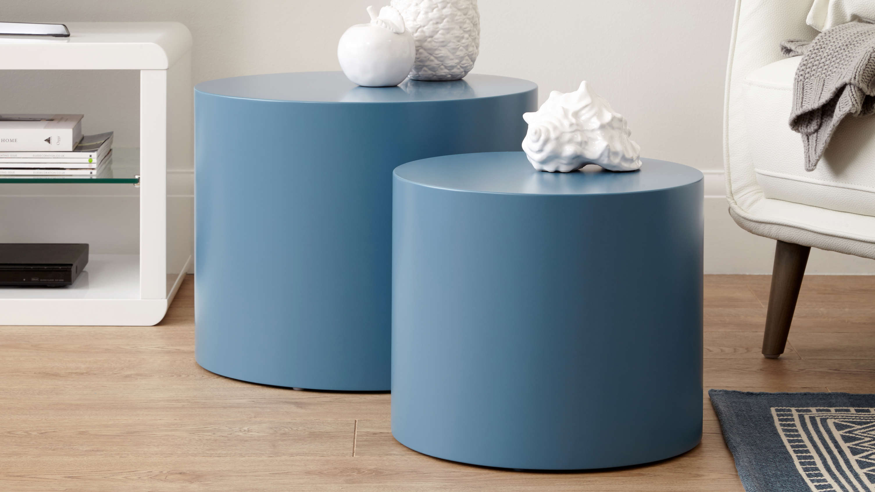 blue grey side tables