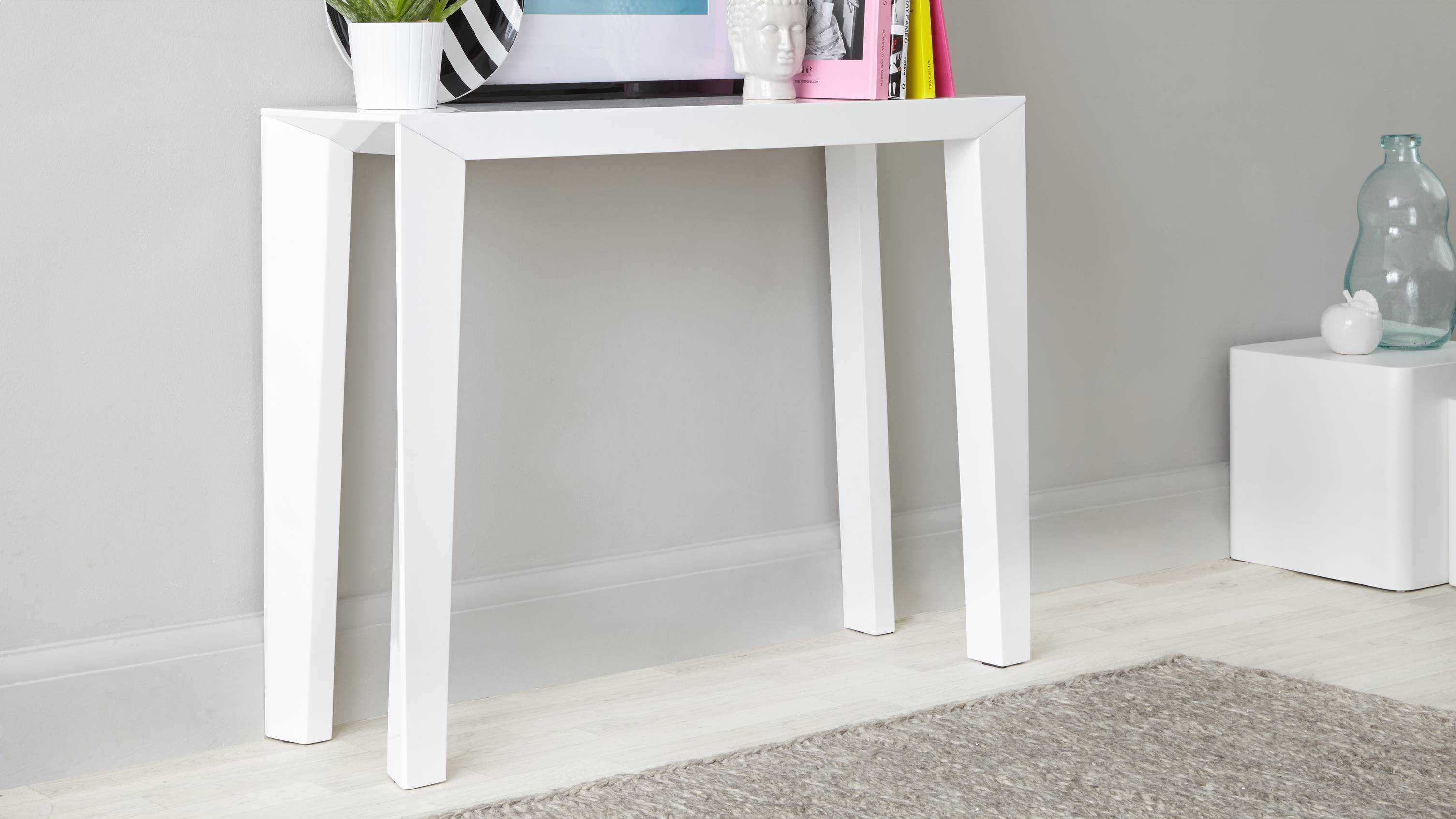 salerno white gloss console table