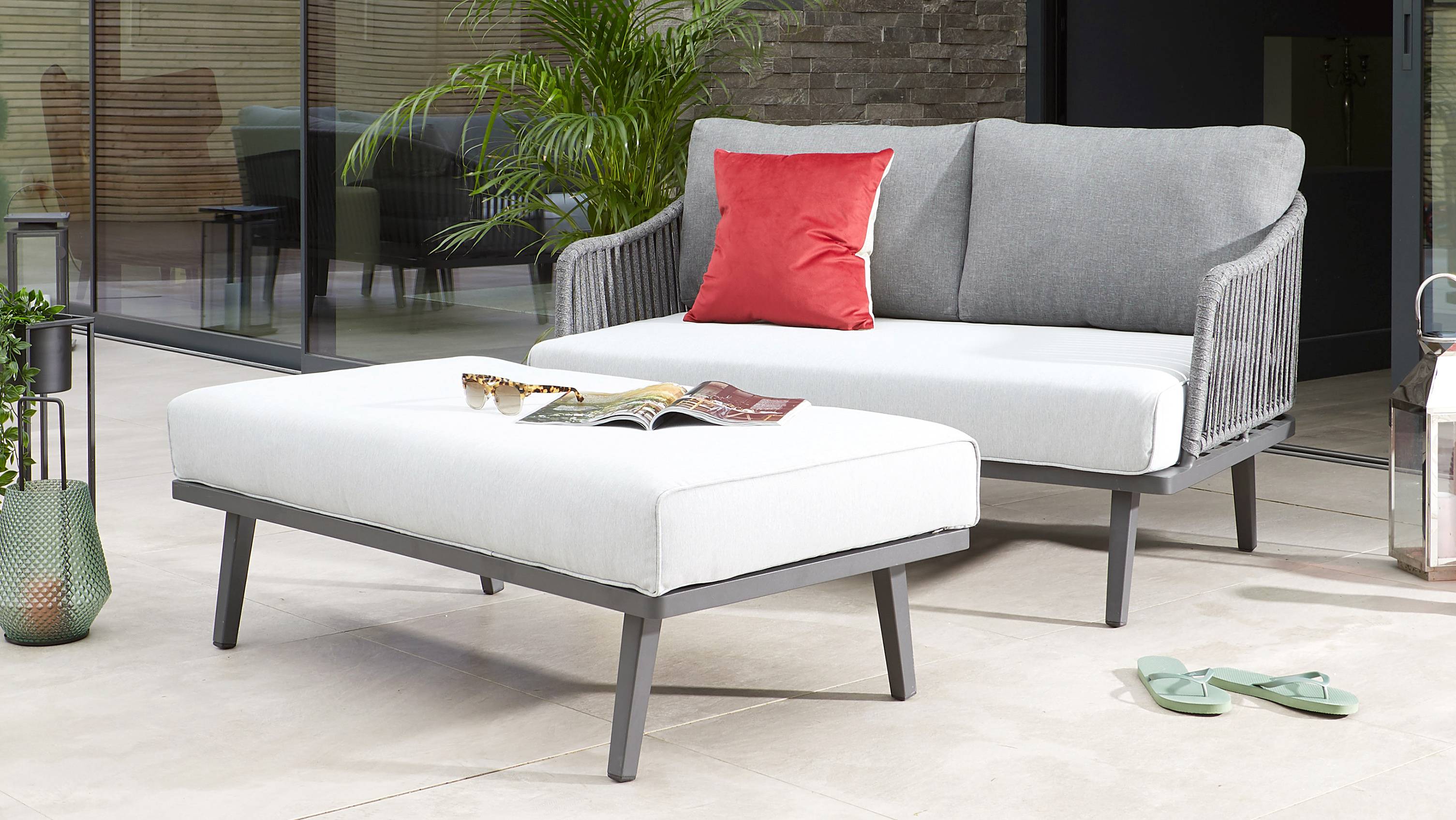 willow 2 seater garden sofa with footstool