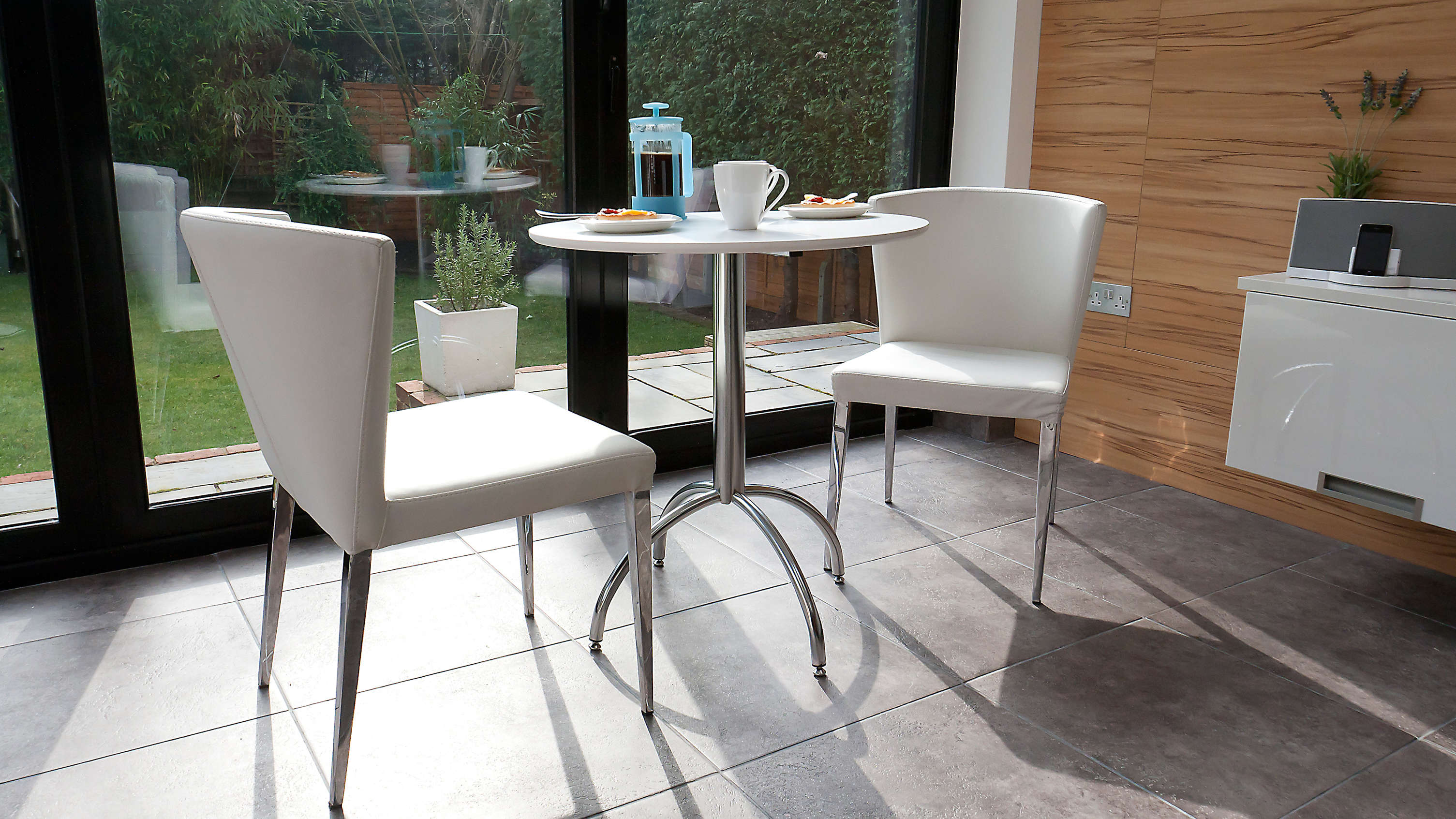 Matt White Dining Table and White Dining Chairs